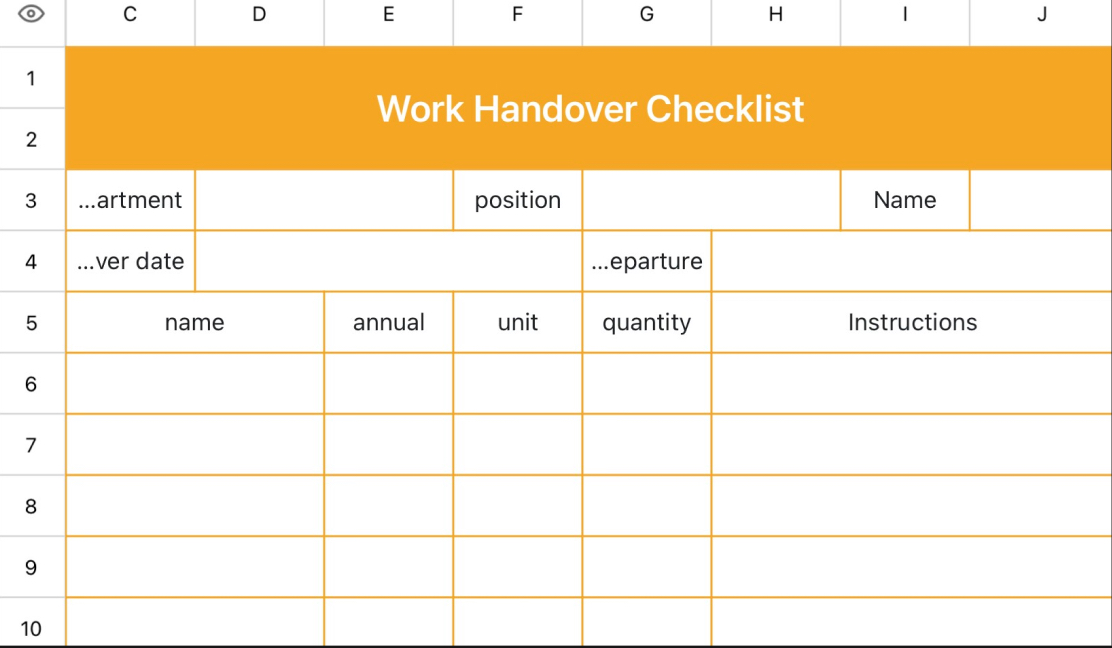 Work Handover Checklist